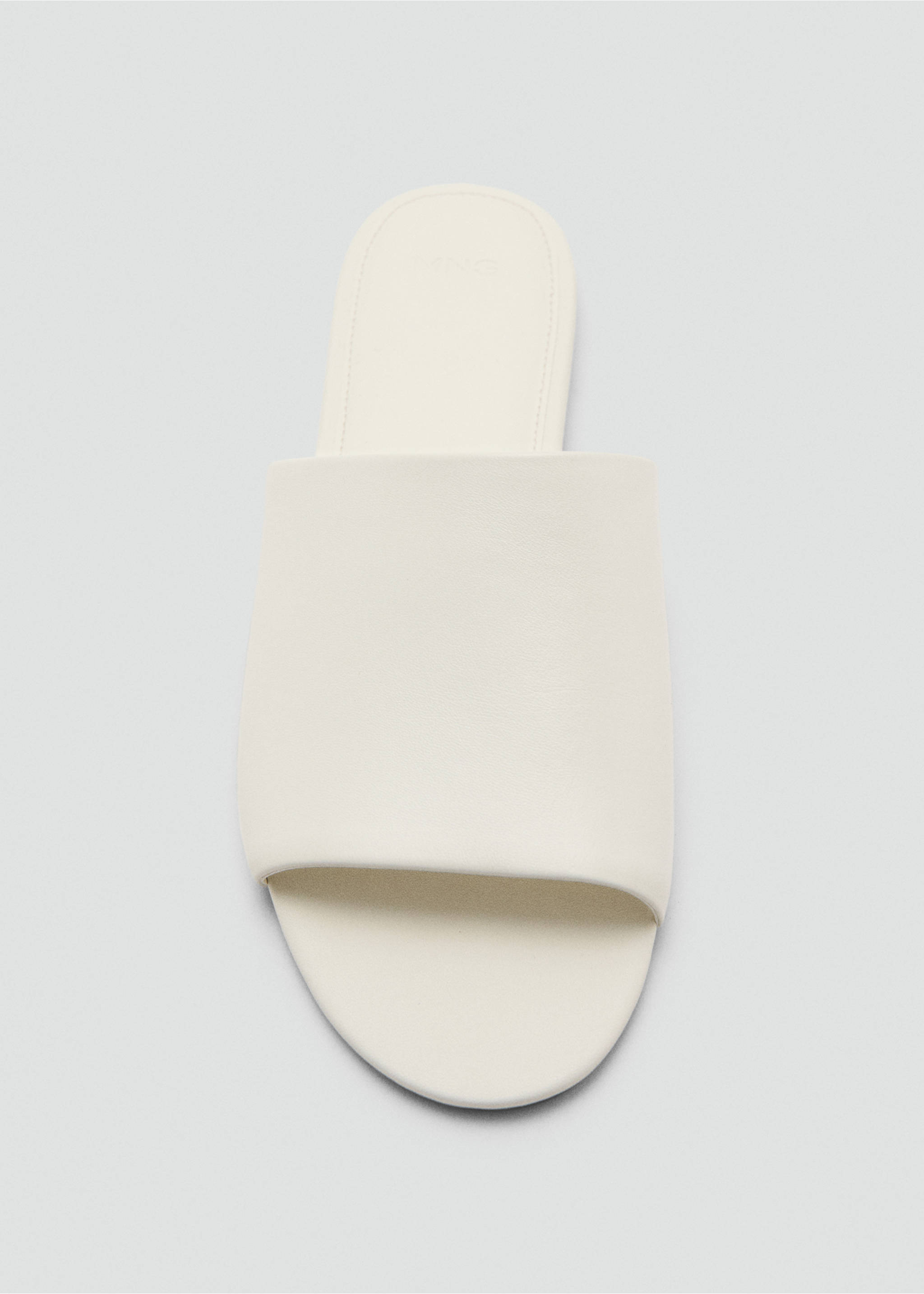 Flat leather sandal - Details of the article 2, Ecru. Ref: 37001366-00.