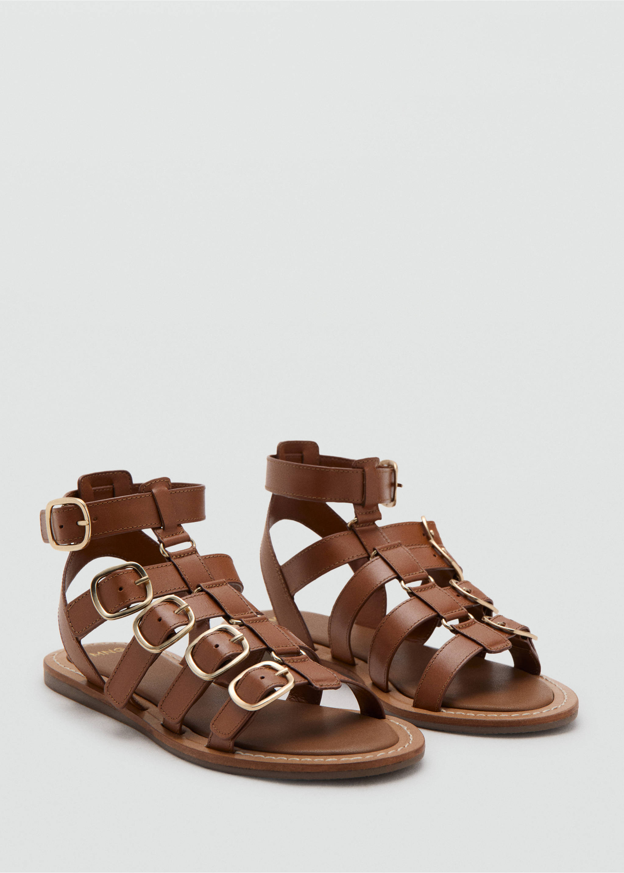 Leather strap sandals with buckles - Medium plane, Leather. Ref: 37001367-00.
