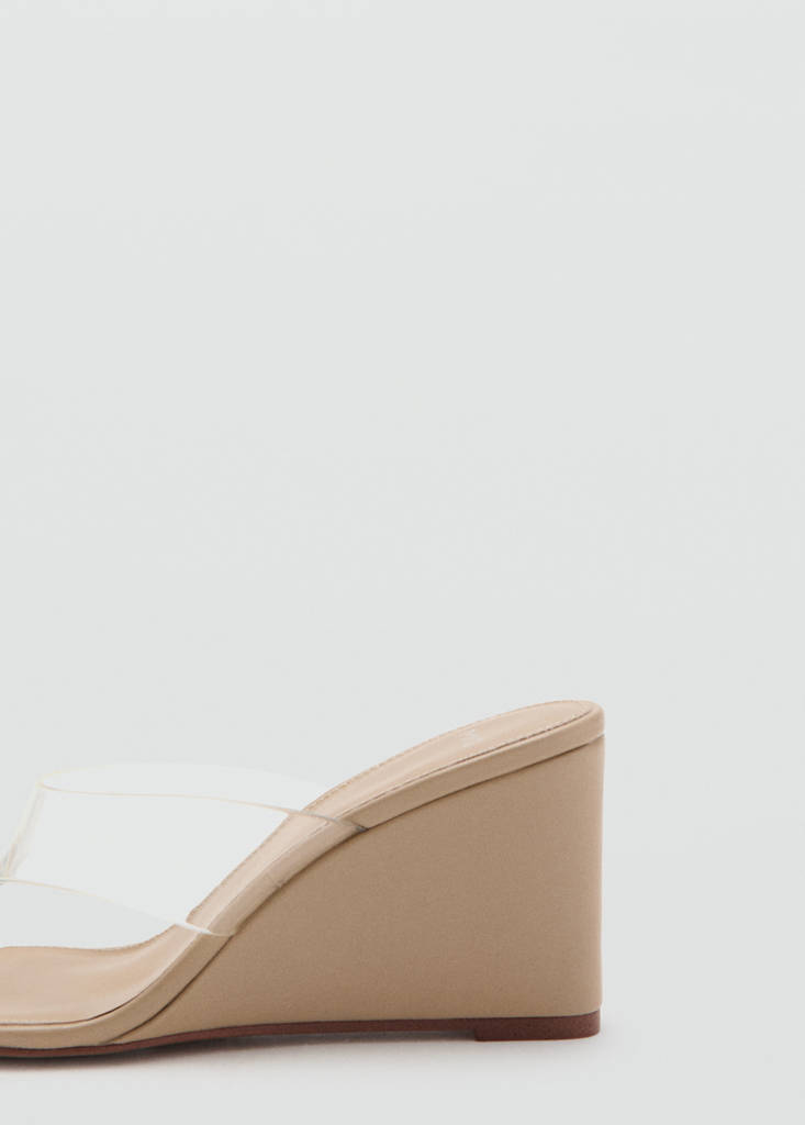 Vinyl strap wedge sandal — Nude