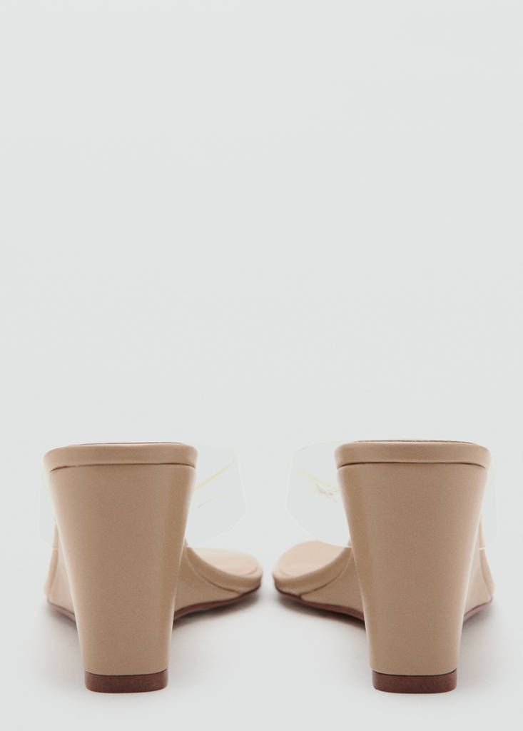 Vinyl strap wedge sandal — Nude