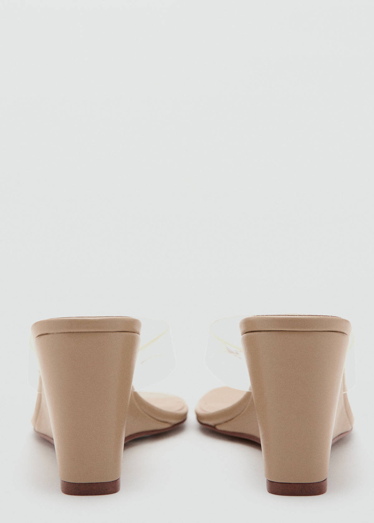 Vinyl strap wedge sandal — Nude