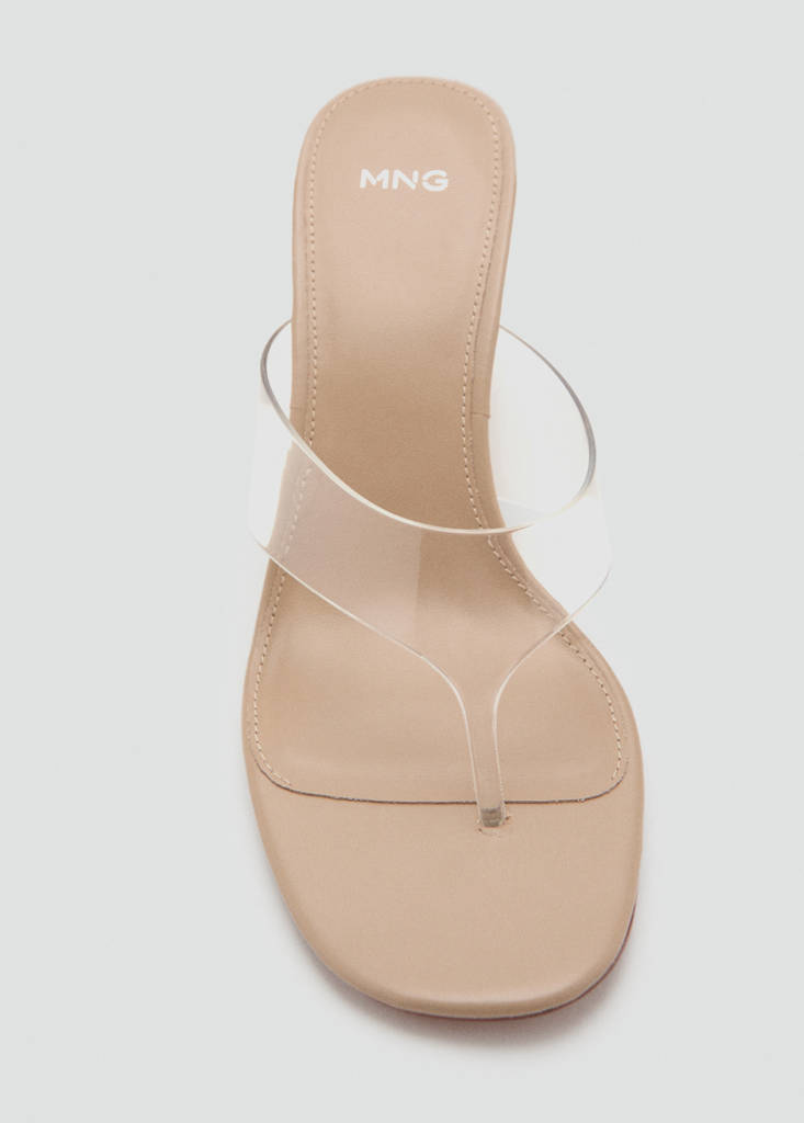 Vinyl strap wedge sandal — Nude