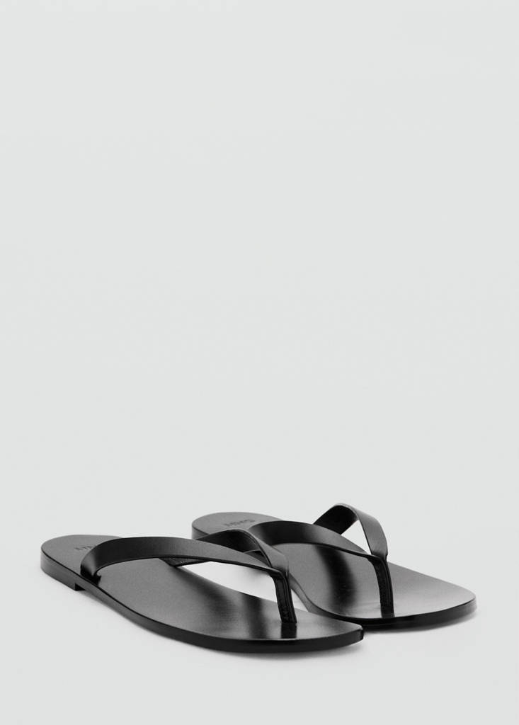 Leather strap sandals — Black