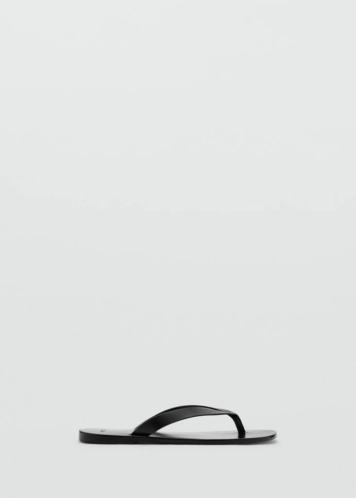 Leather strap sandals — Black