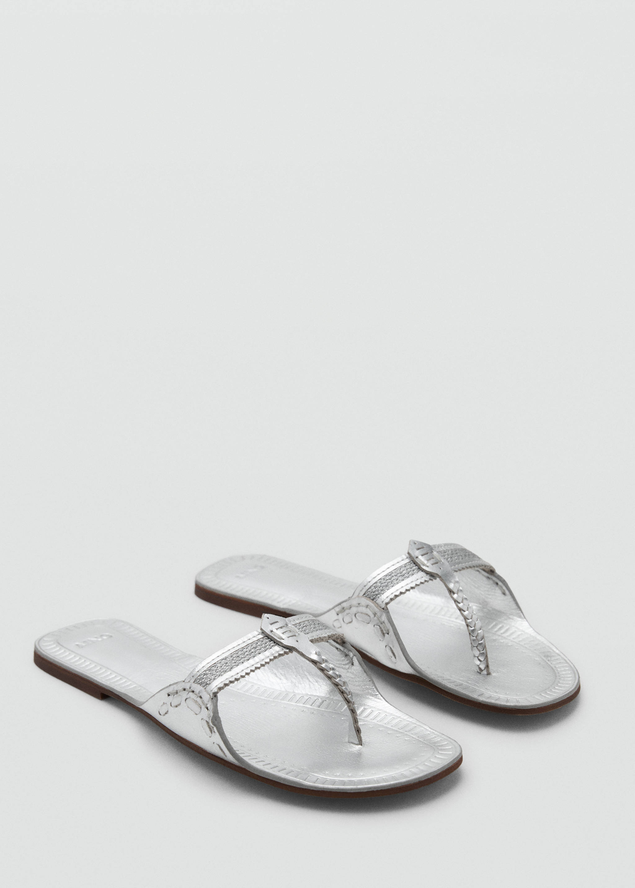Metallic leather sandals - Medium plane