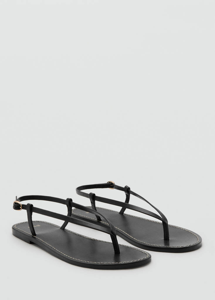 Leather sandals with a wide strap — Black