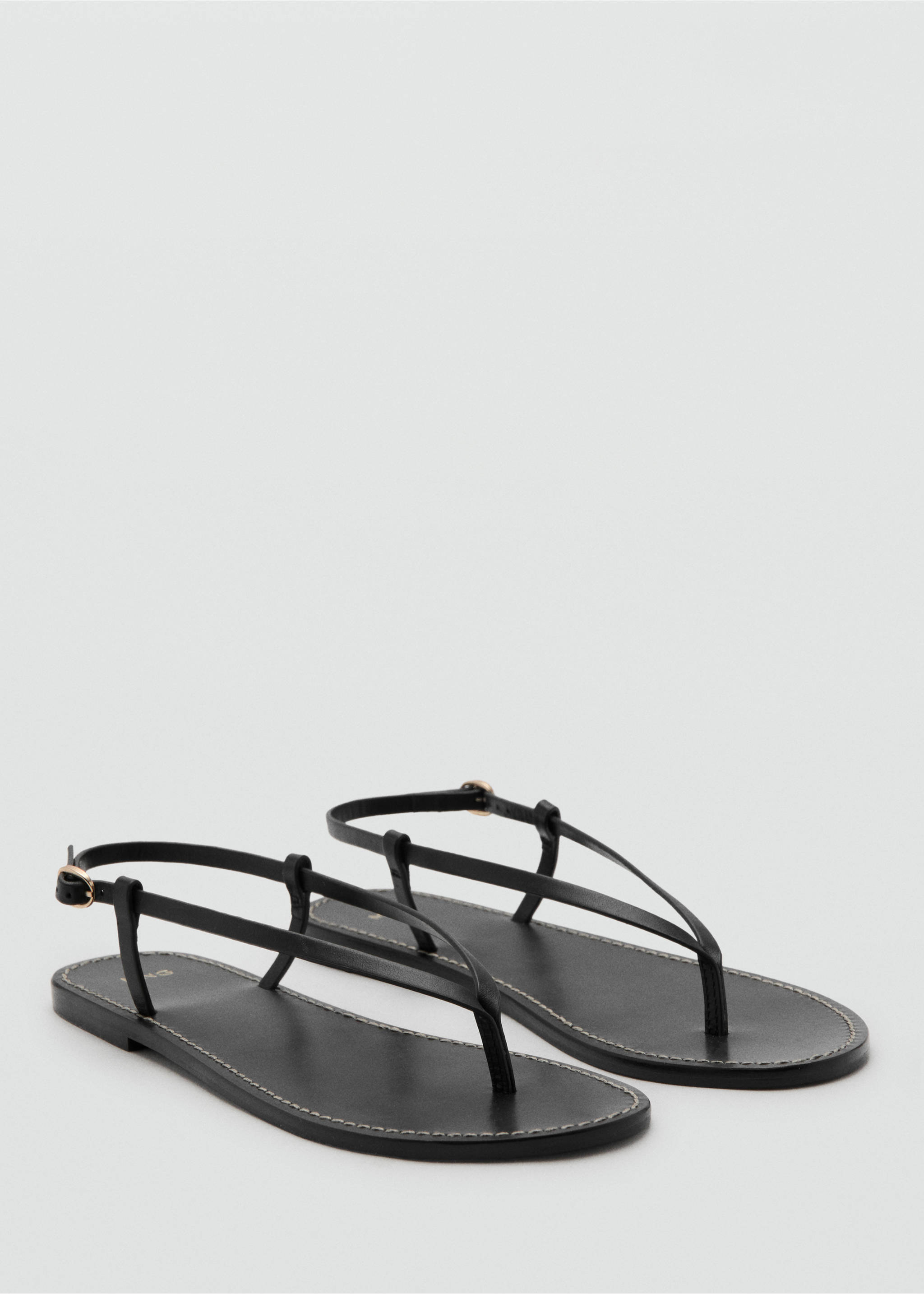 صنادل جلدية بحزام عريض - رؤية وسط, أسود. Ref: 37001377-00.