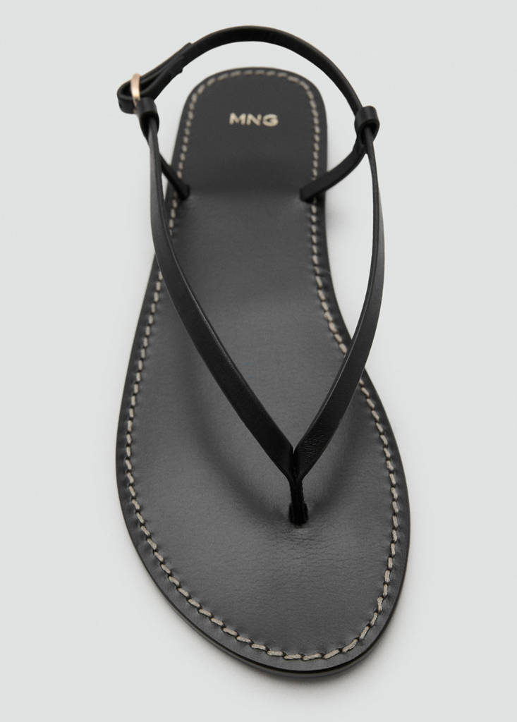 Leather sandals with a wide strap — Black