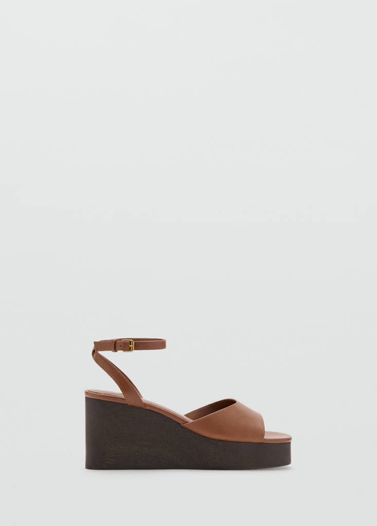 Leather wedge-heel sandals — Leather