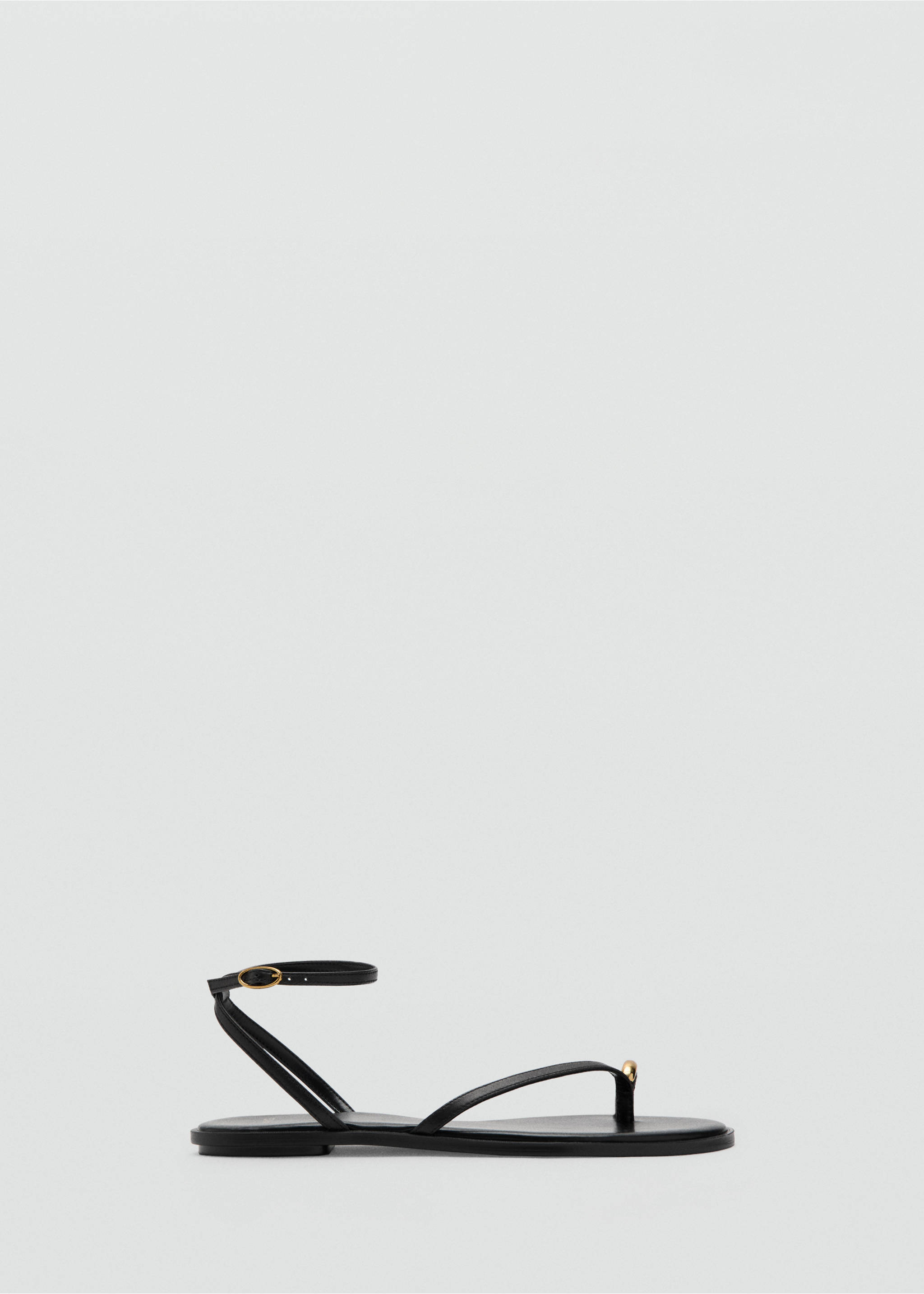 Leather strap sandals with metallic detail - Article without model, Black. Ref: 37001383-00.
