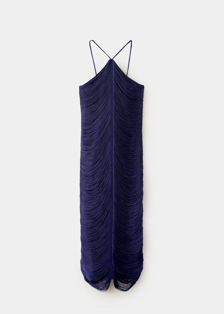 Fringed midi dress — Blue