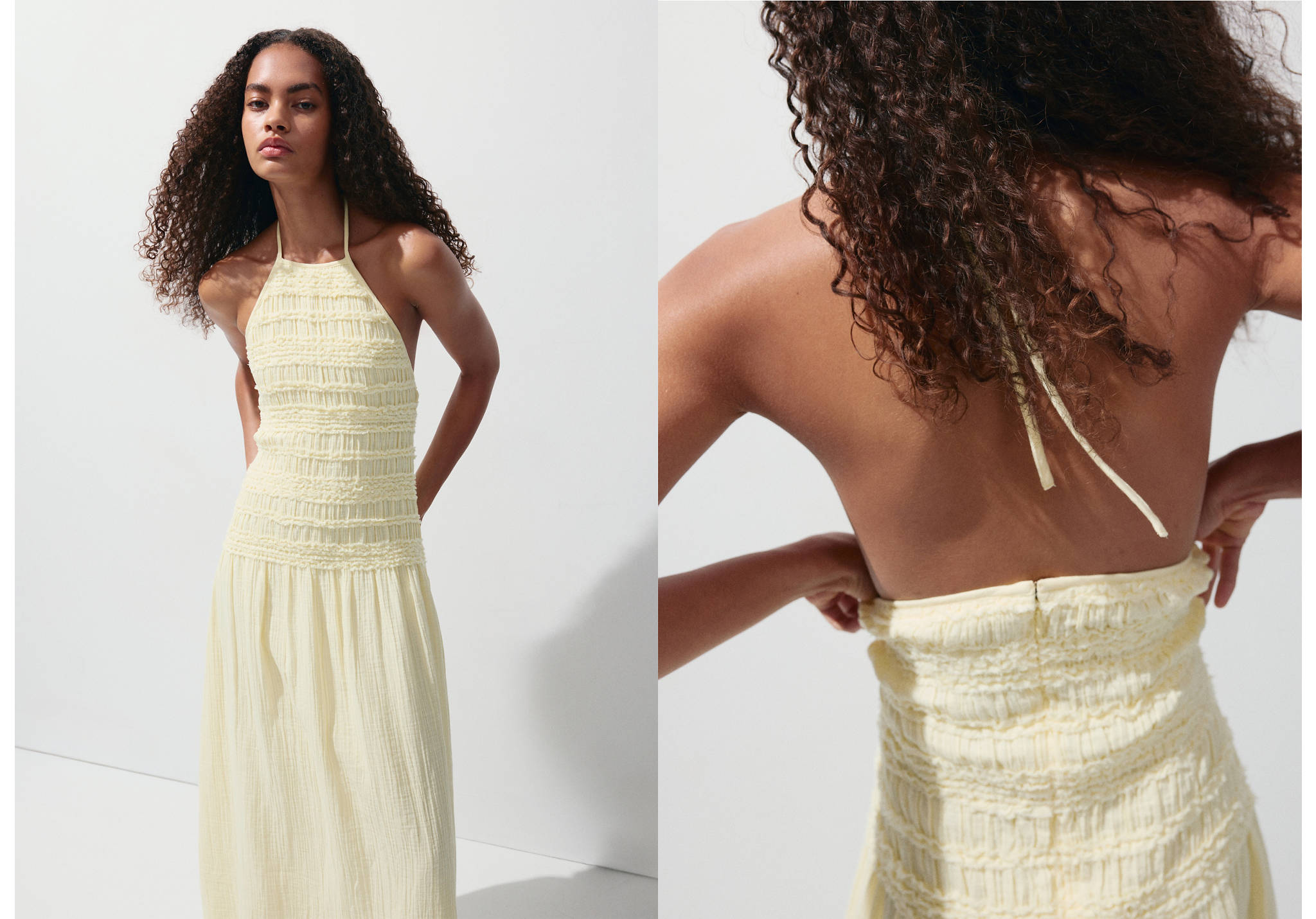 Crinkled shirred dress - Panoramic plane