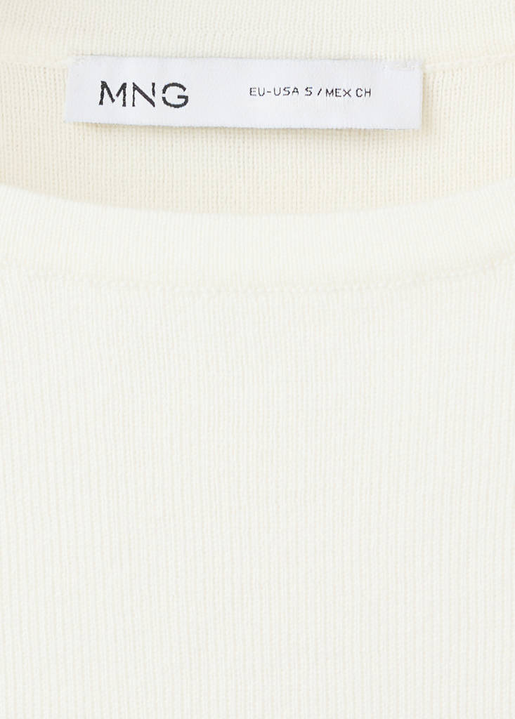 Fine knit boat neck top — Ecru