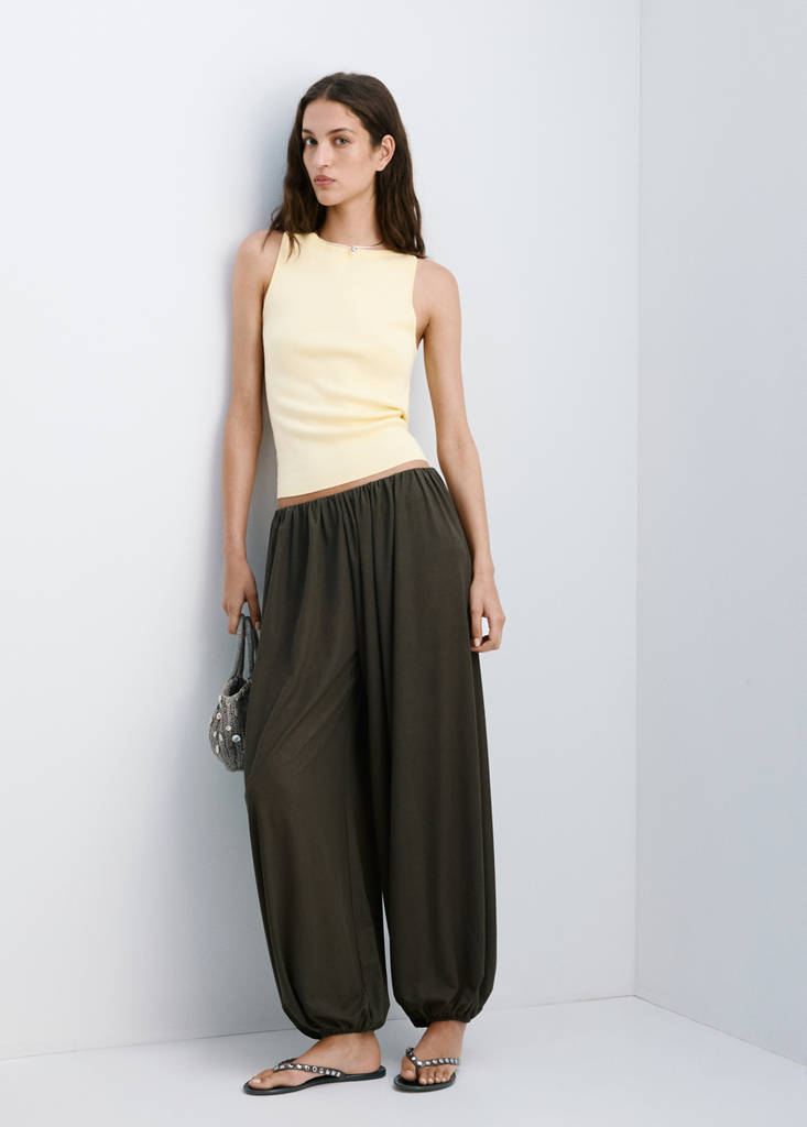Fine knit boat neck top — Vanilla