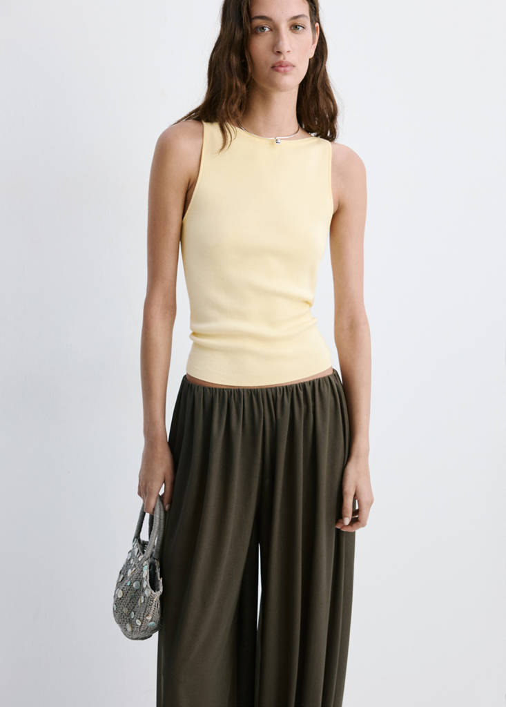Fine knit boat neck top — Vanilla