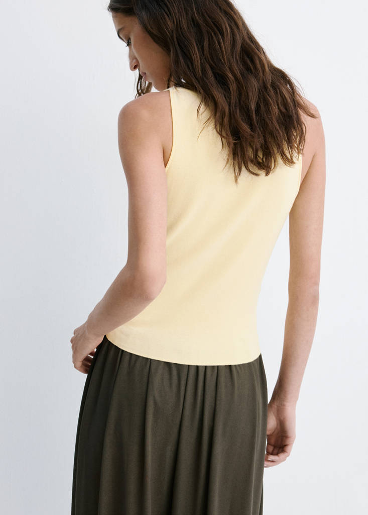 Fine knit boat neck top — Vanilla