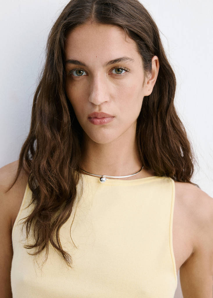 Fine knit boat neck top — Vanilla