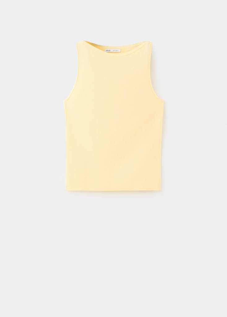 Fine knit boat neck top — Vanilla