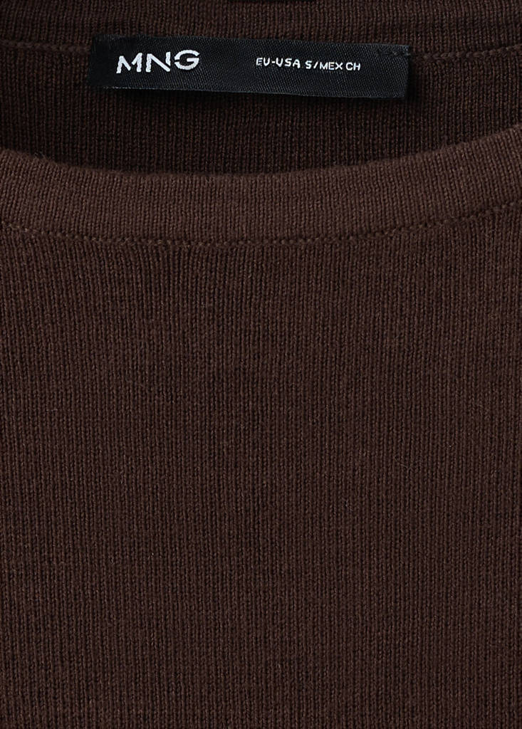 Fine knit boat neck top — Brown