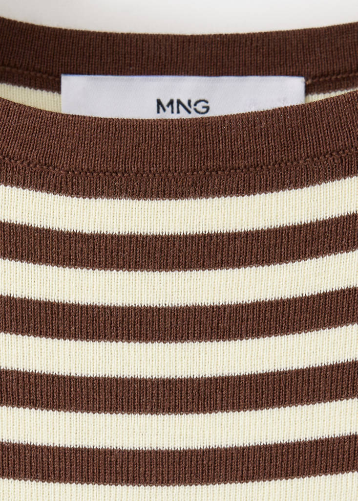 Fine knit boat neck top — Coffee
