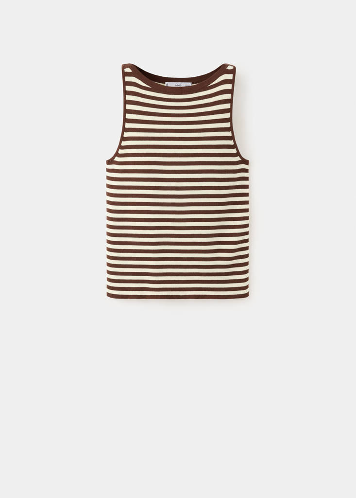 Fine knit boat neck top — Coffee