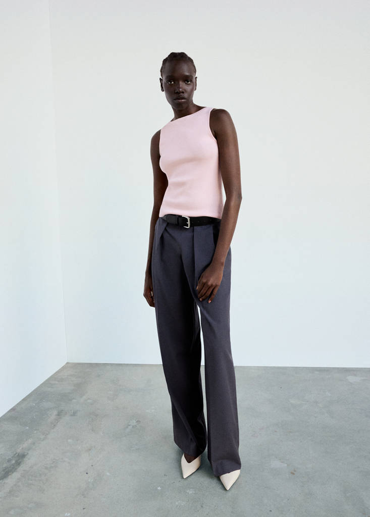 Fine knit boat neck top — Pastel Pink