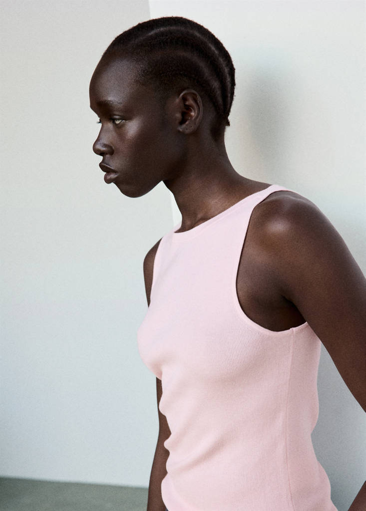 Fine knit boat neck top — Pastel Pink