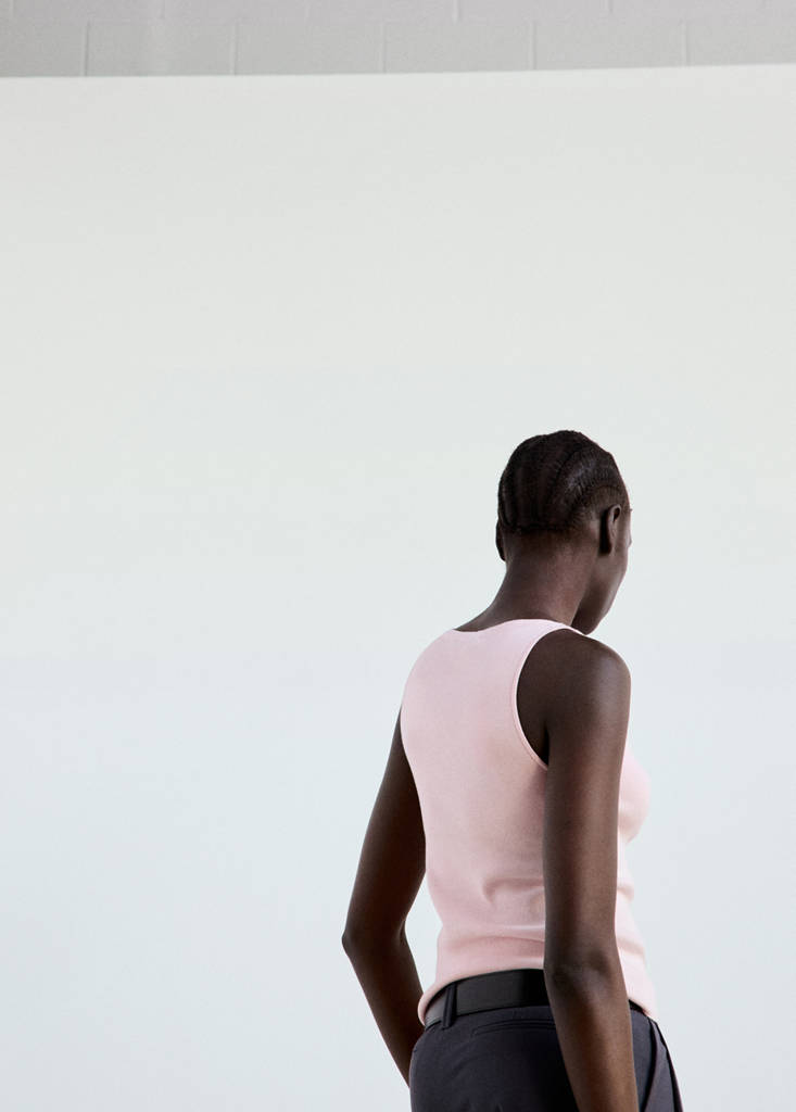 Fine knit boat neck top — Pastel Pink