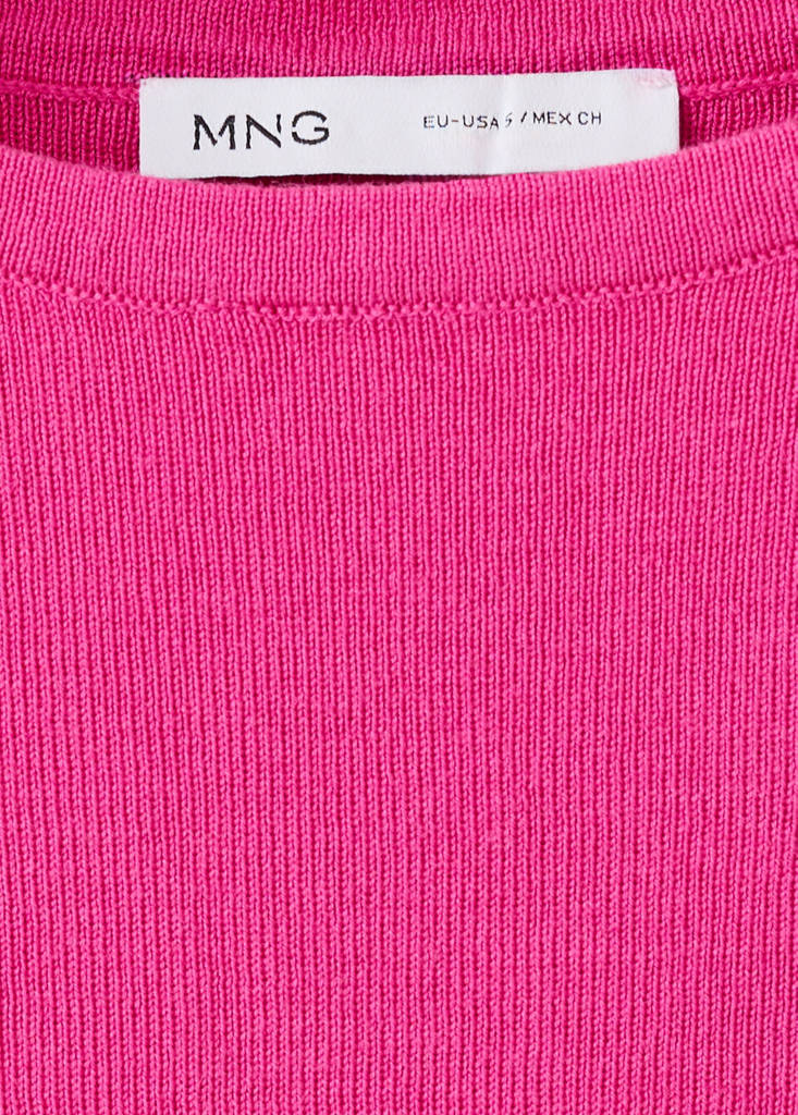 Fine knit boat neck top — Fuchsia