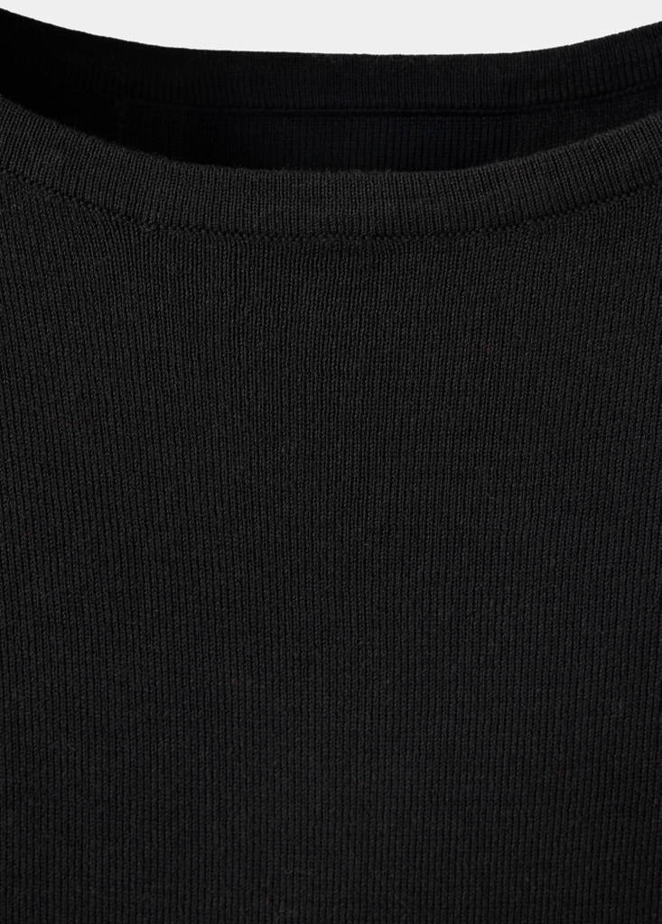 Fine knit boat neck top — Black