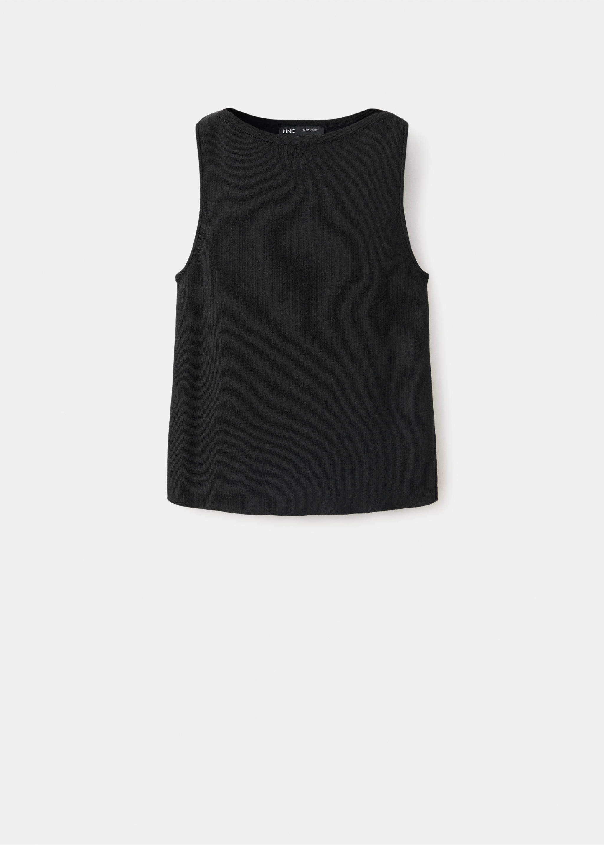 Fine knit boat neck top - Article without model, Black. Ref: 37001386-00.