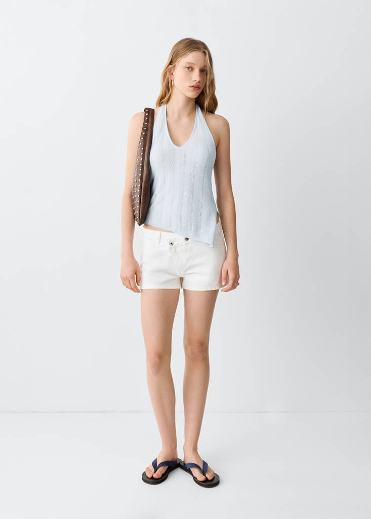 Lurex halter neck top — Silver