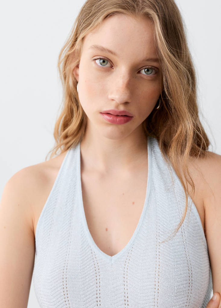 Lurex halter neck top — Silver