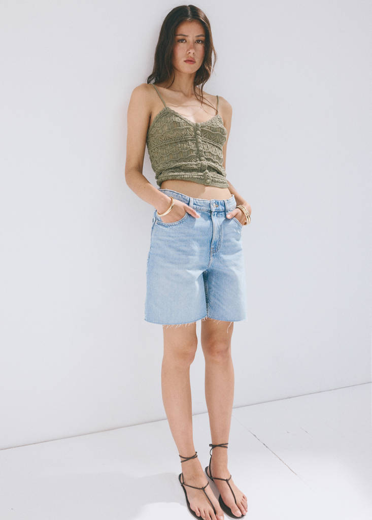 Top Maglia Traforata Bottoni
