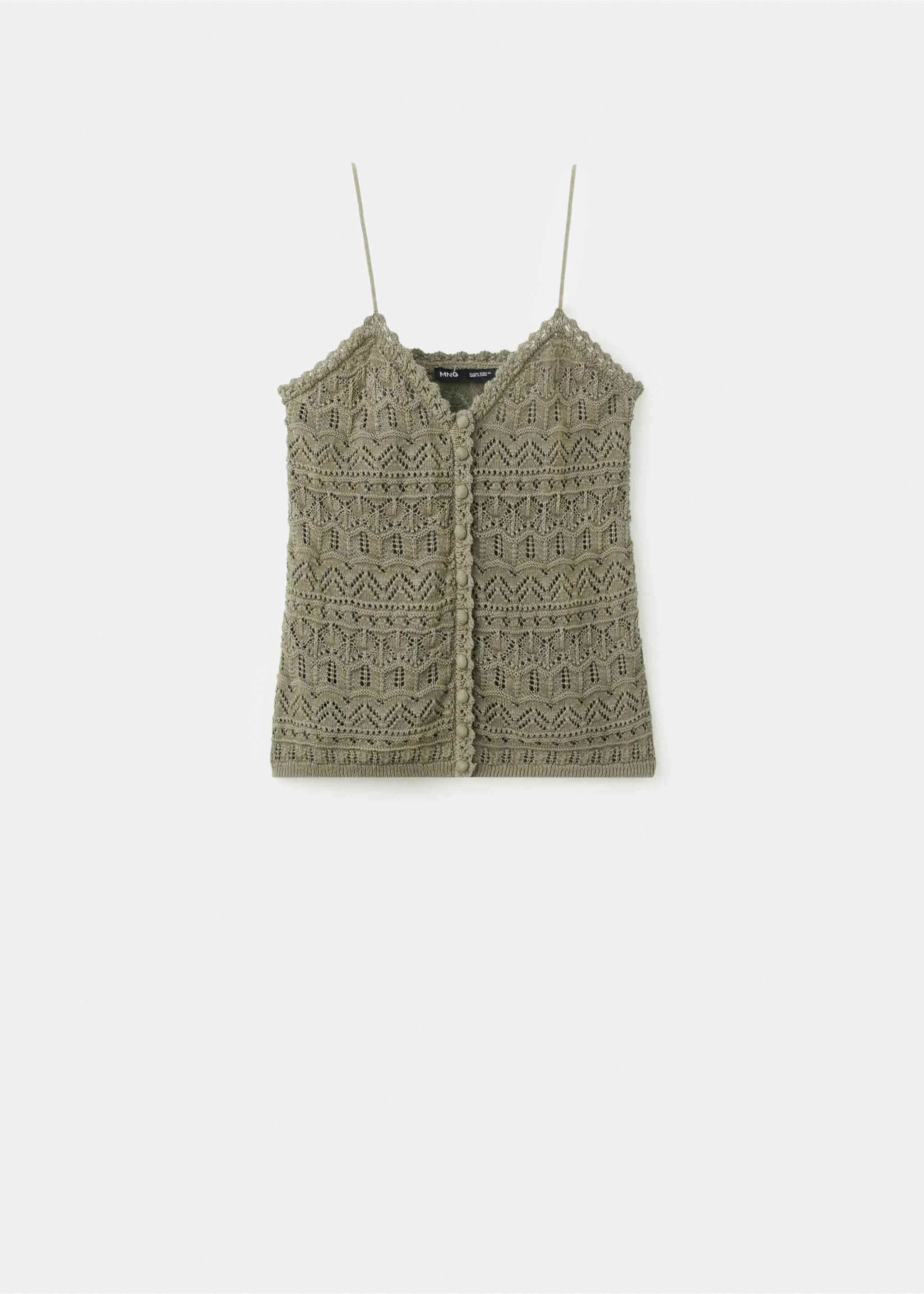 Openwork knitted top with buttons - Article without model, Khaki. Ref: 37001388-00.