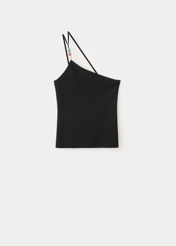 Knit asymmetric top — Black