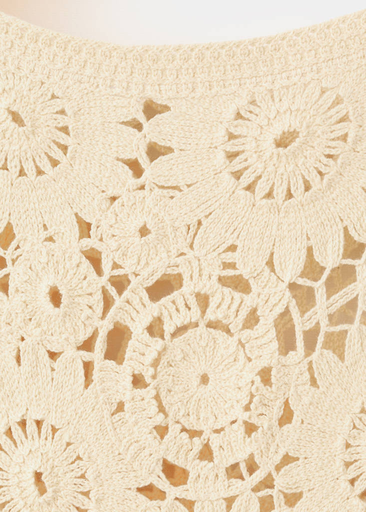 Floral openwork knitted top — Pastel Yellow