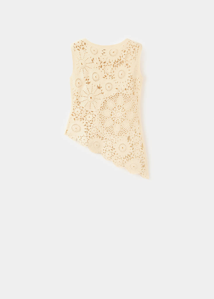Floral openwork knitted top — Pastel Yellow