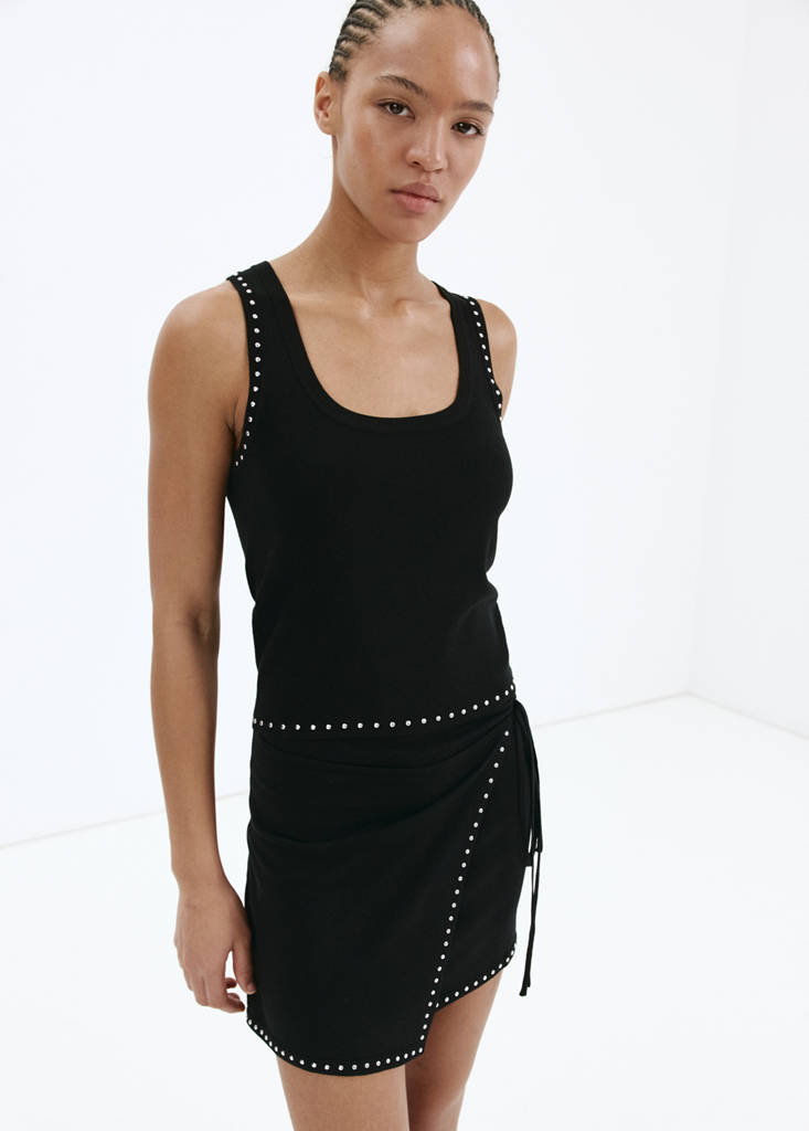 Strappy top with studded detail — Black