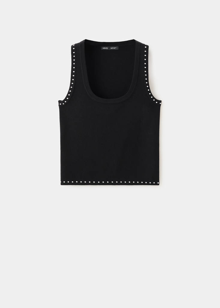 Strappy top with studded detail — Black