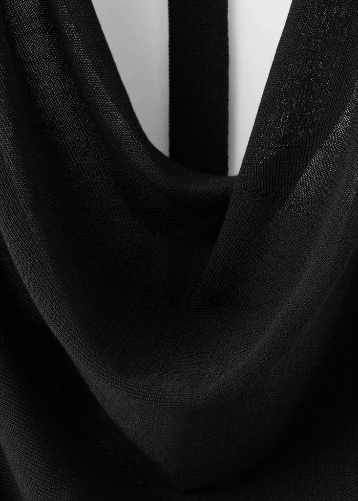 Fine-knit draped top — Black