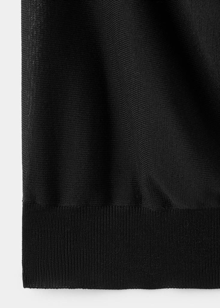 Fine-knit draped top — Black