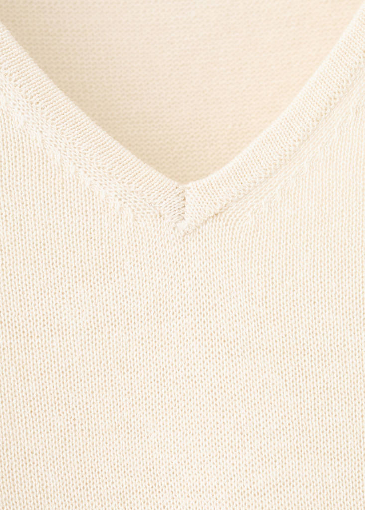 V-neck knit top — Sand