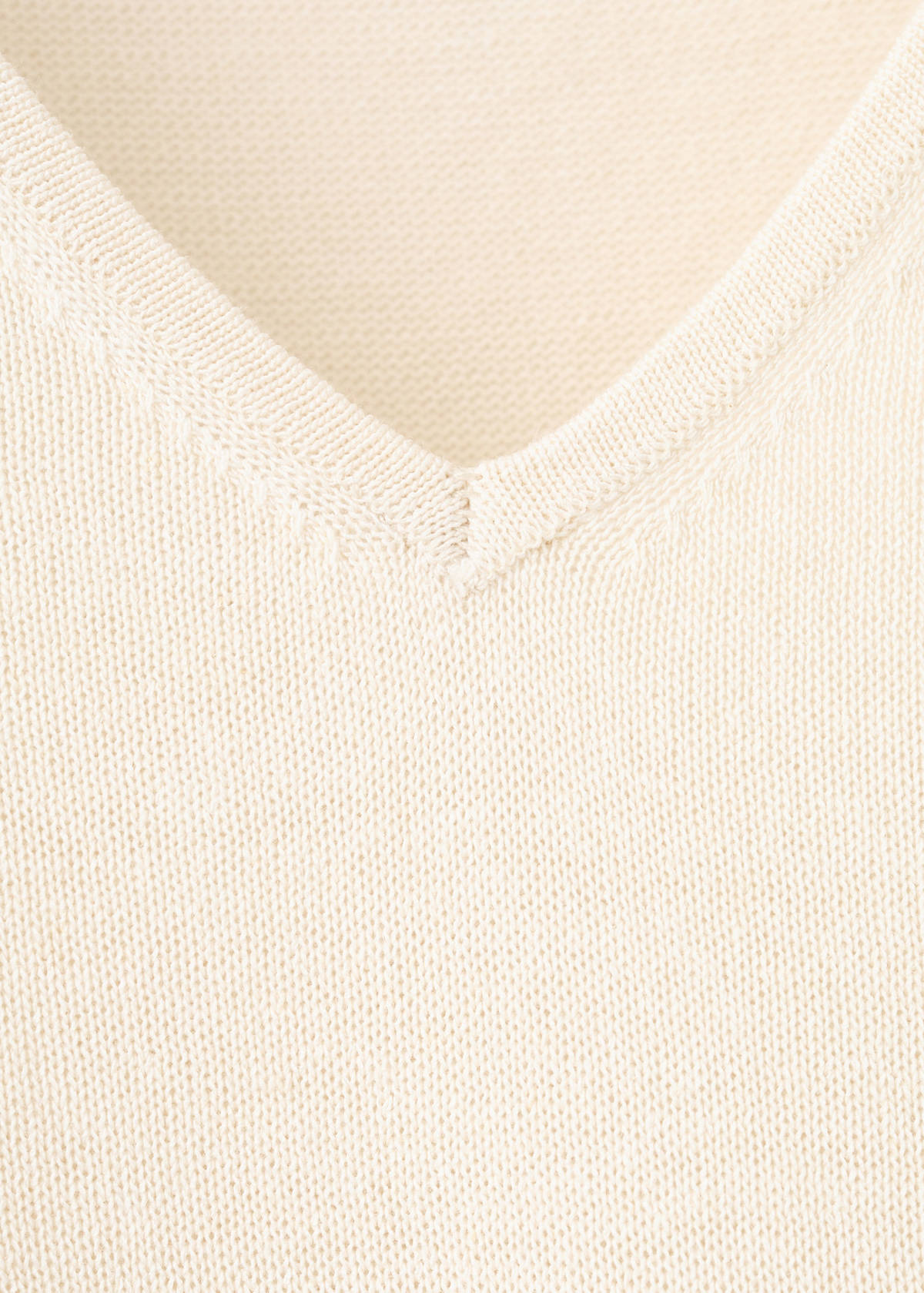 V-neck knit top — Sand