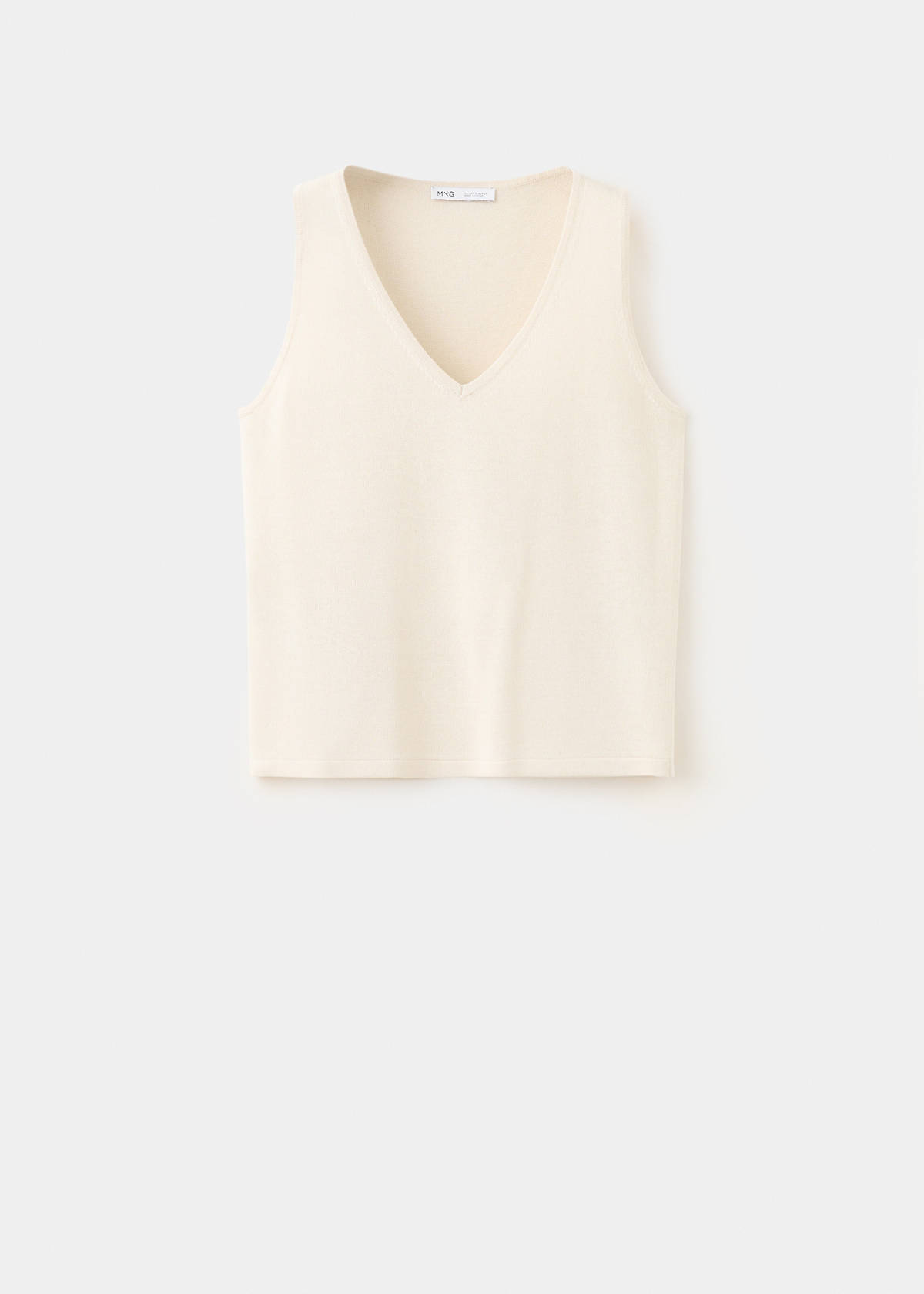 V-neck knit top — Sand