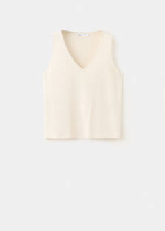 V-neck knit top — Sand 8
