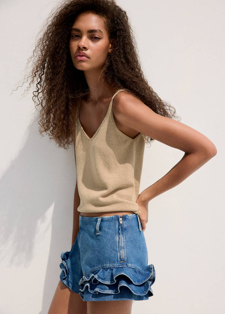 Knit strap top — Sand