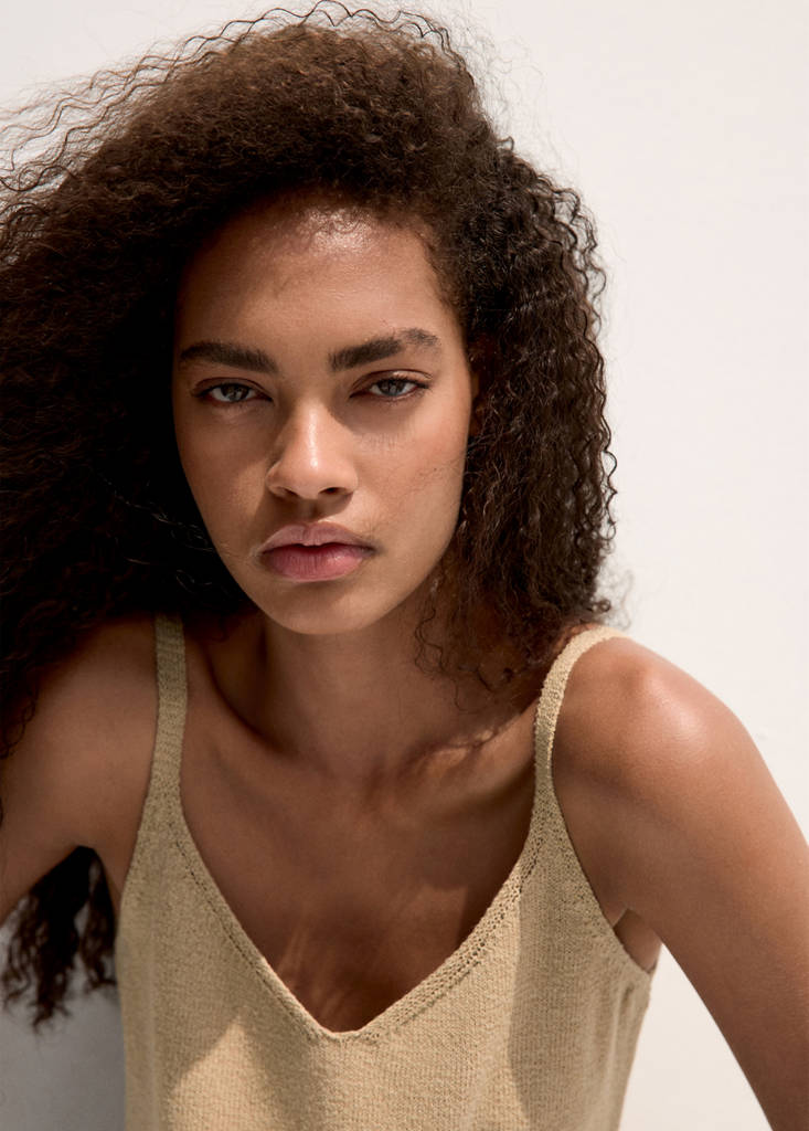 Knit strap top — Sand
