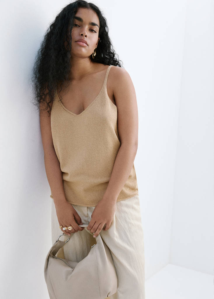 Knit strap top — Sand