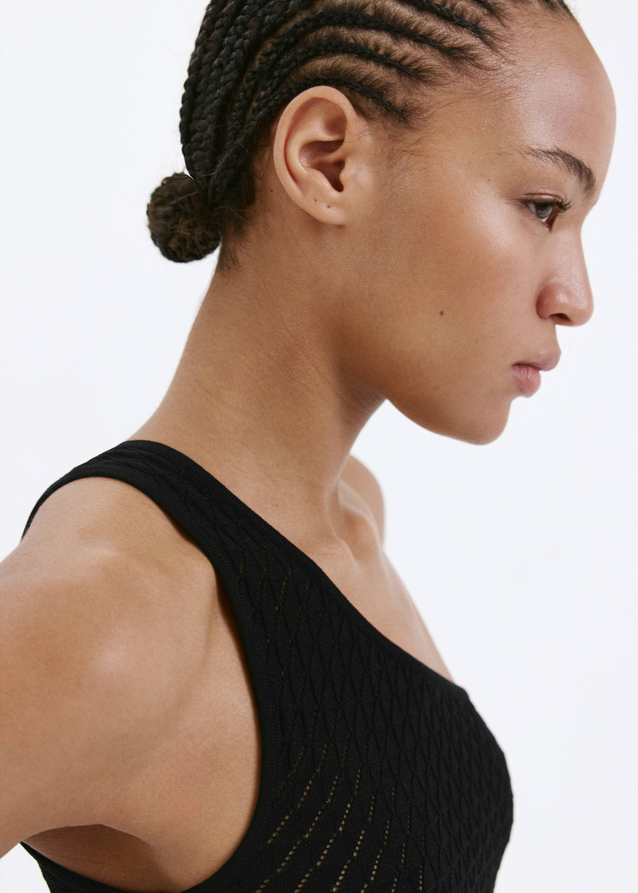 Asymmetric openwork knit top - Details of the article 1